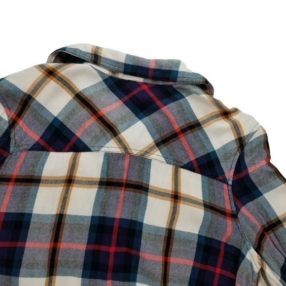 Aeropostale Button Up Long Sleeve Casual Flannel Shirt Womens S Blue Red Rayon - Picture 7 of 13